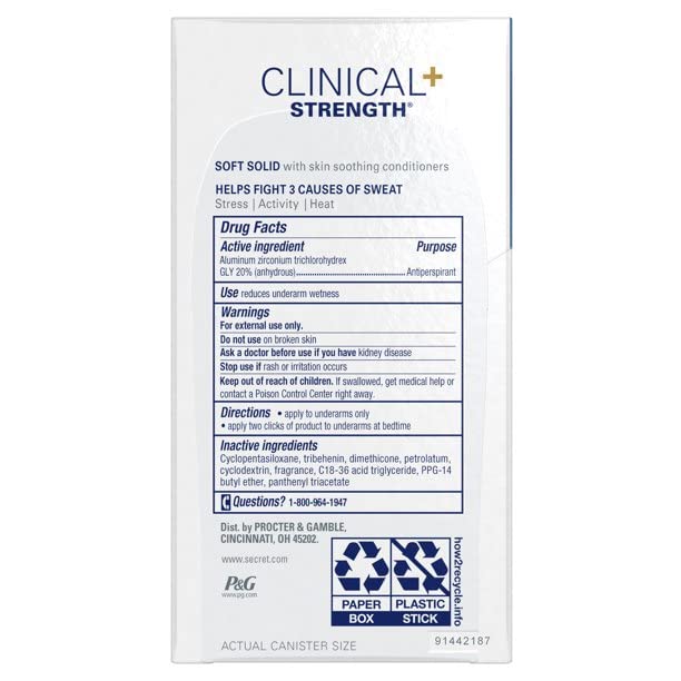 Secret Clinical Strength Smooth Solid Deodorant, Light And Fresh, 1.6 Oz.