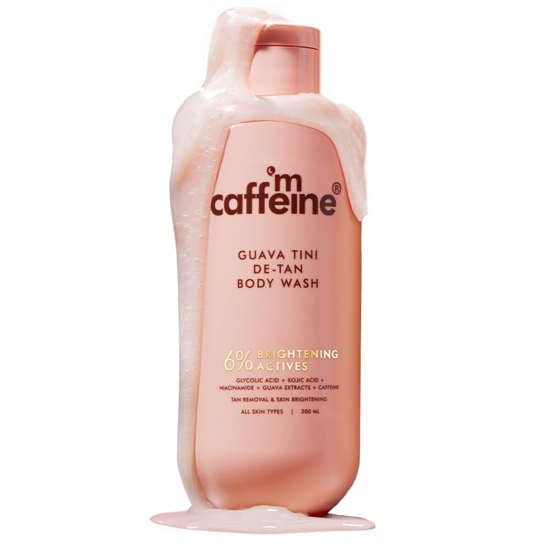 Mcaffeine 1% Glycolic Acid Detan Body Wash 300Ml | 2% Niacinamide, 3% Kojic Acid-Glutathione | Bodywash For Women & Men| Brighte