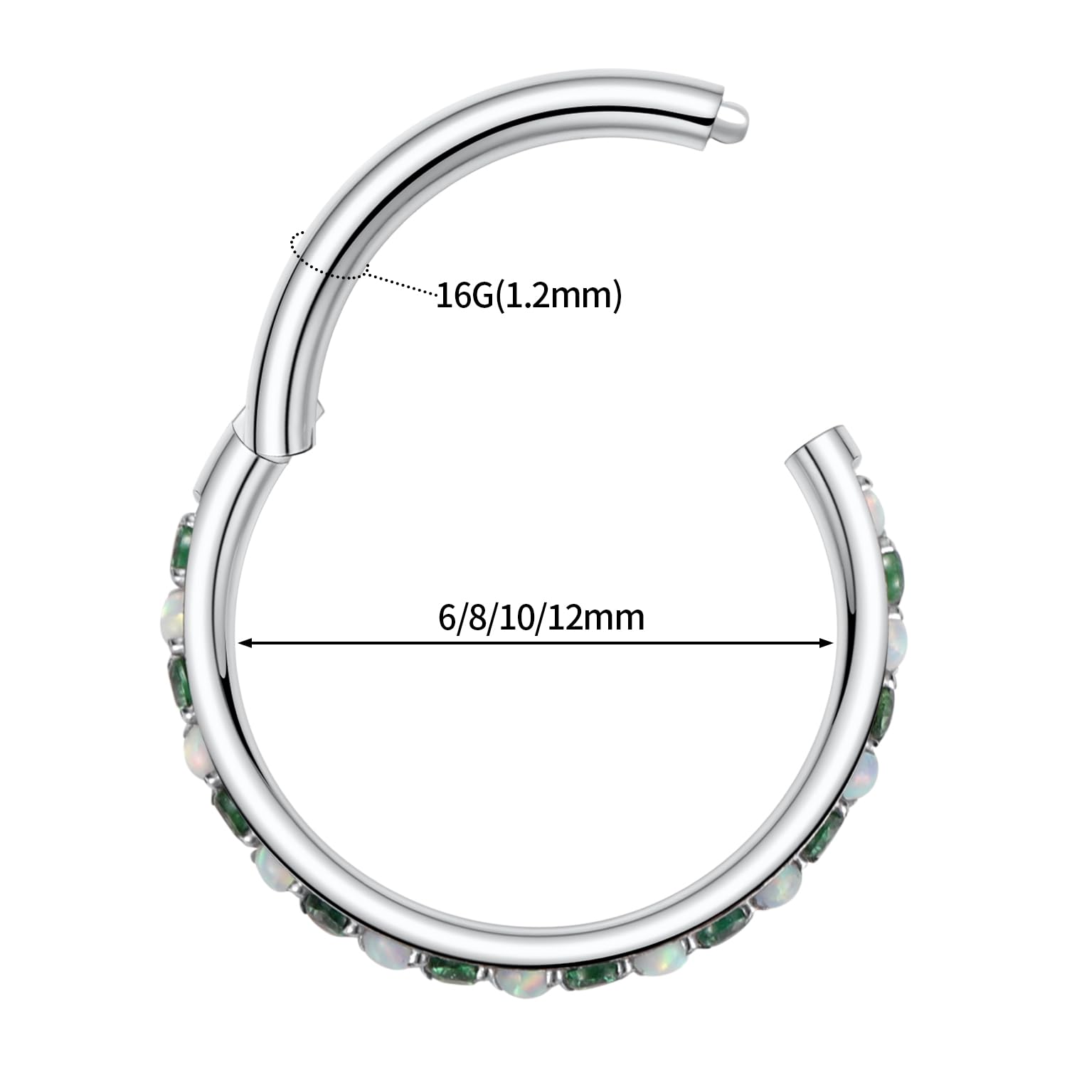 FUNLMO 16G Cartilage Earring Septum Jewelry Nose Ring Hoop Daith Tragus Helix Piercing Jewelry 8mm Silver