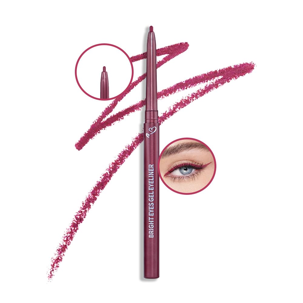Kaely 1.5Mm Skinny Gel Eyeliner Pencil,Berry Pink Cat Eye Liner Makeup Pen,Cream Smooth Eyeliner Crayon,Delineador De Ojos Contr