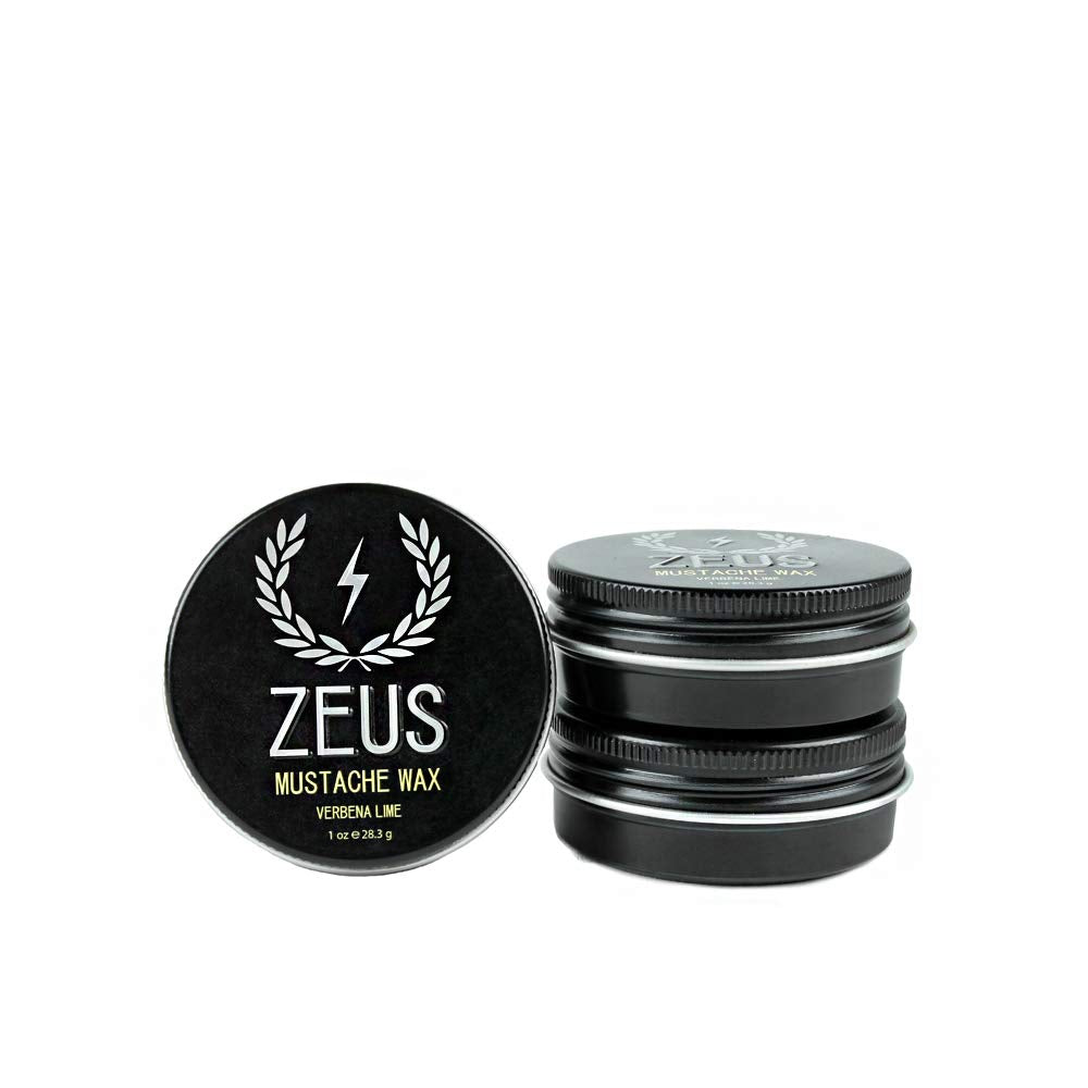 ZEUS Mustache Wax - Natural Shine, Moisturizing, Conditioning & Styling Mustache Wax, Light-Medium Hold - MADE IN USA (3 PACK)