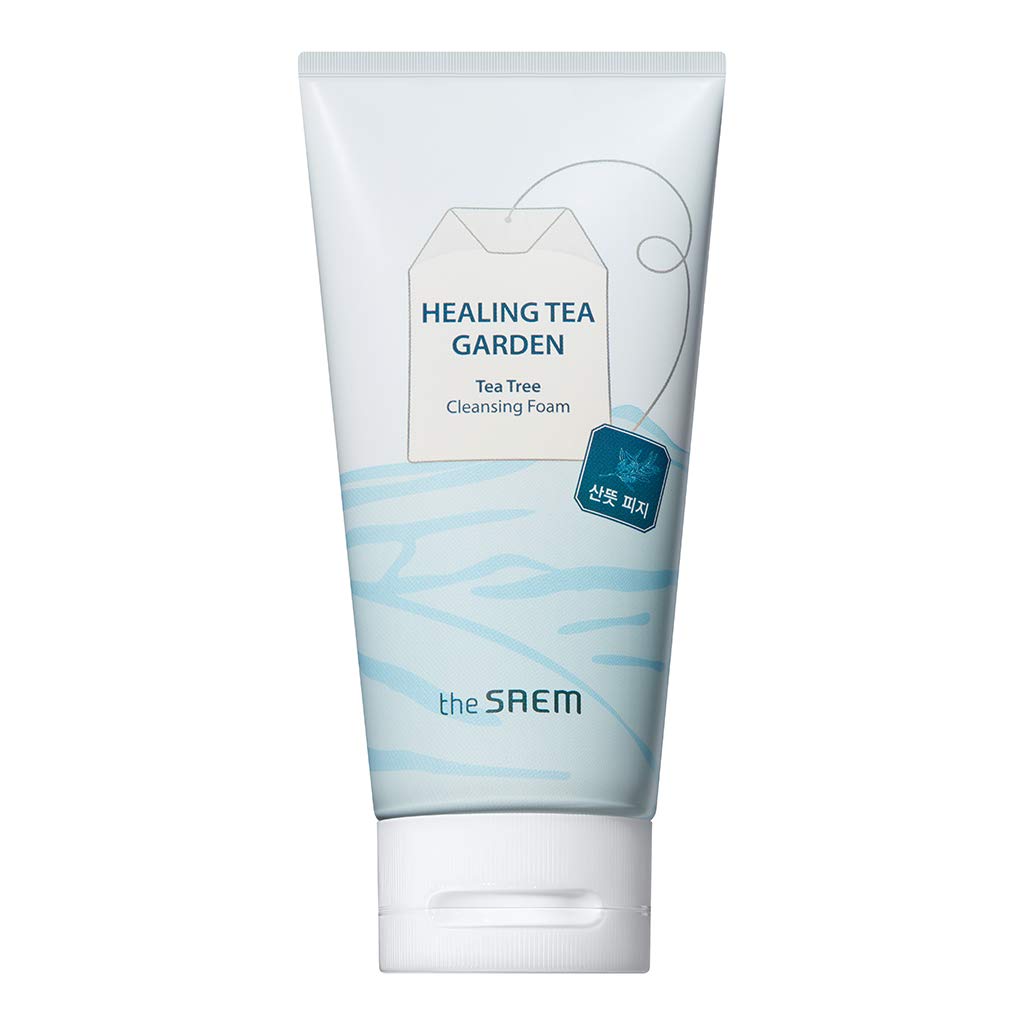 THESAEM Healing Tea Garden Tea Tree Cleansing Foam 150ml - Sebum Control Care Facial Cleansing Foam with Rich Bubble, Removes De