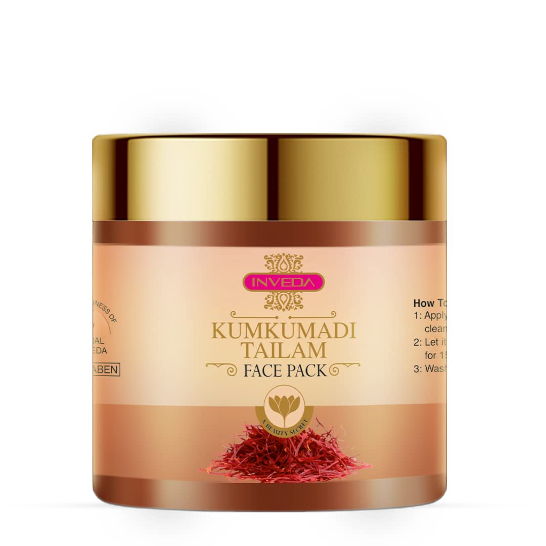 Inveda Kumkumadi Tailam Face Pack For Acne, Pigmentation, Dark Spots, Blemishes With Natural Extracts Of Kumkumadi Tailam & Kaol