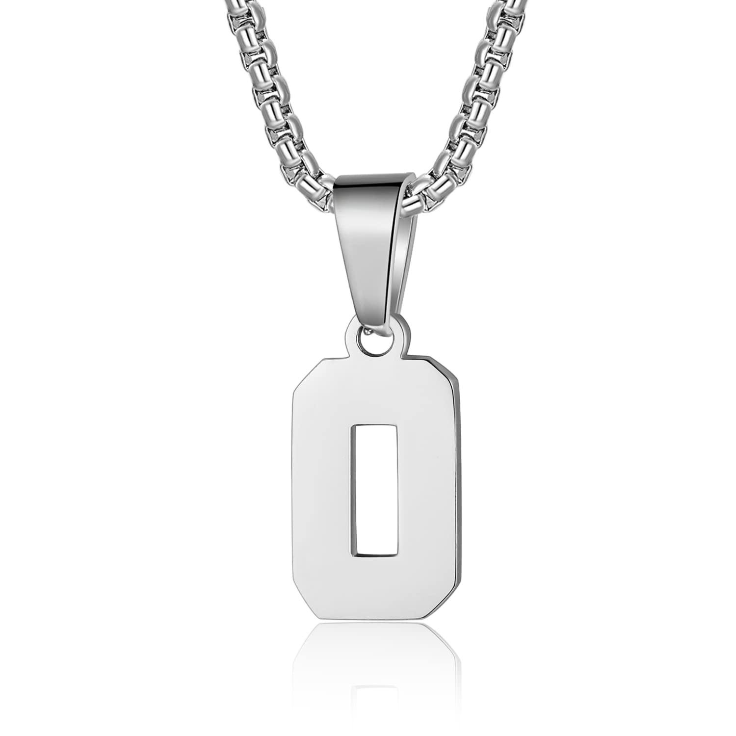 Number Necklaces Personalized Necklaces Silver Initial Number Pendant Stainless Steel Chain Movement Necklaces for Men Women (0)