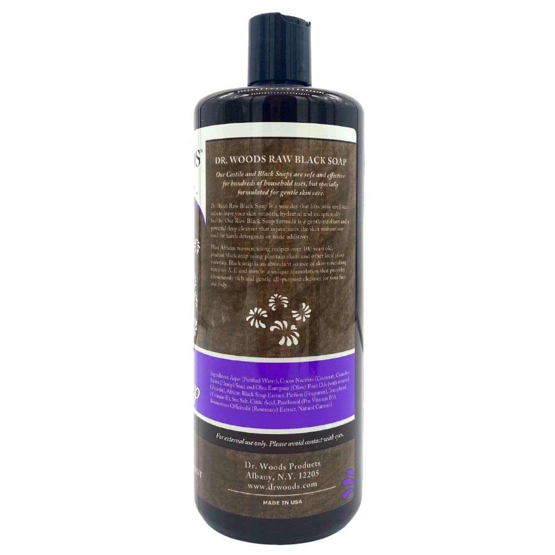 Dr. Woods Natural Raw African Black Moisturizing Liquid Castile Soap, 32 Ounce (Pack of 3)