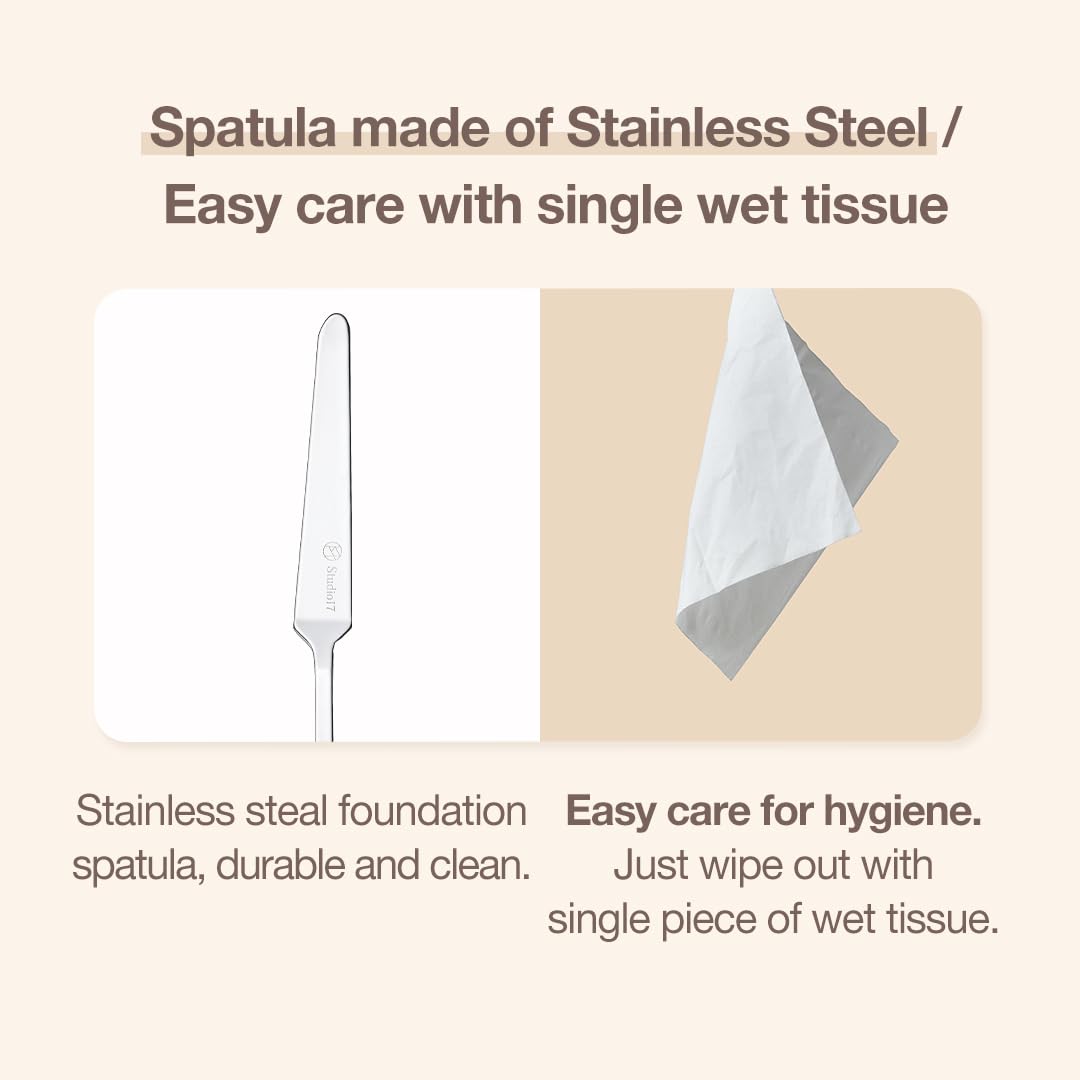 STUDIO17 Foundation Spatula Made of Stainless Steel | Professional Makeup Spatula for Even Application of Foundation | Double Ed