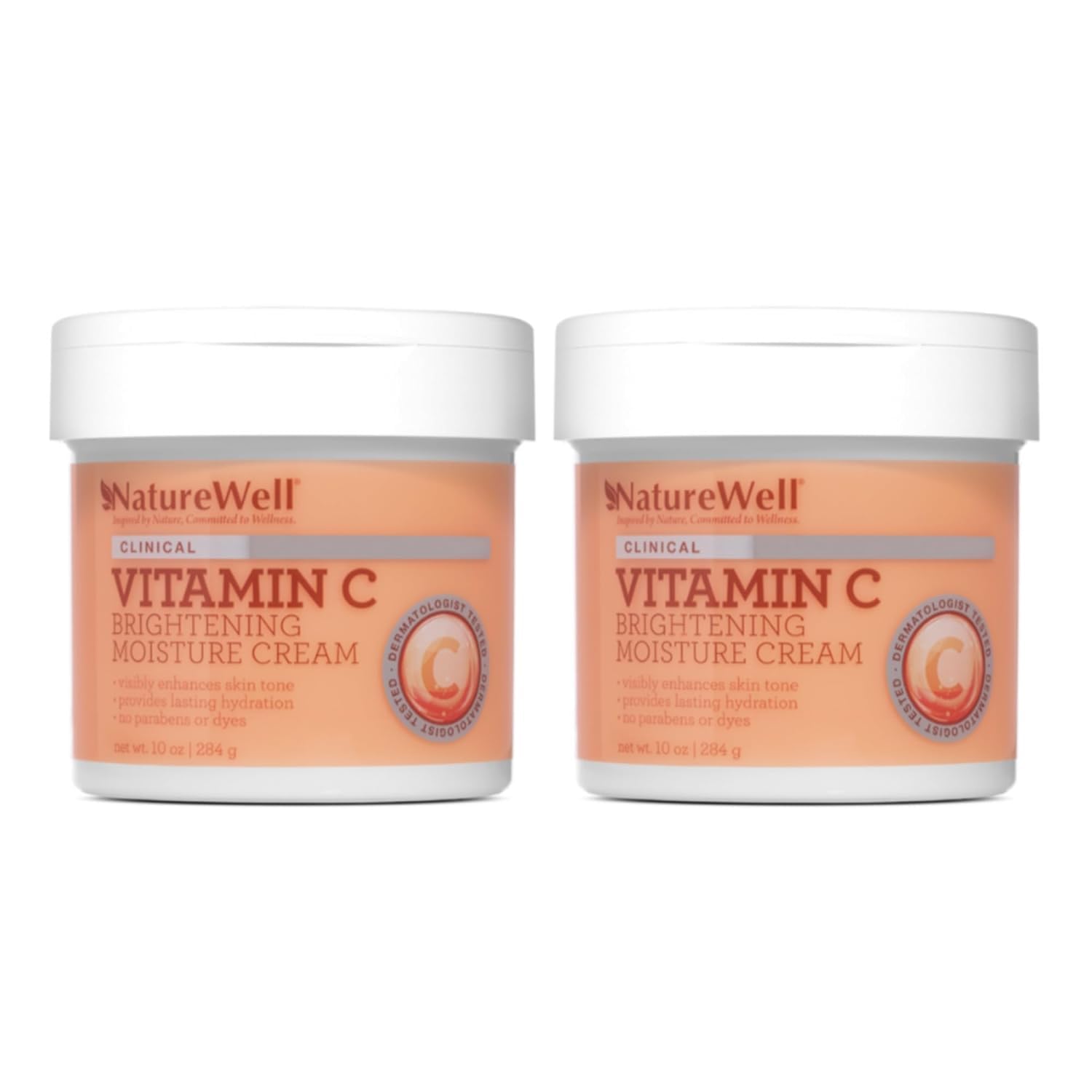 NATURE WELL Clinical Vitamin C Brightening Moisture Cream for Face, Body, & Hands, Firming & Hydrating, Visibly Enhances Skin To