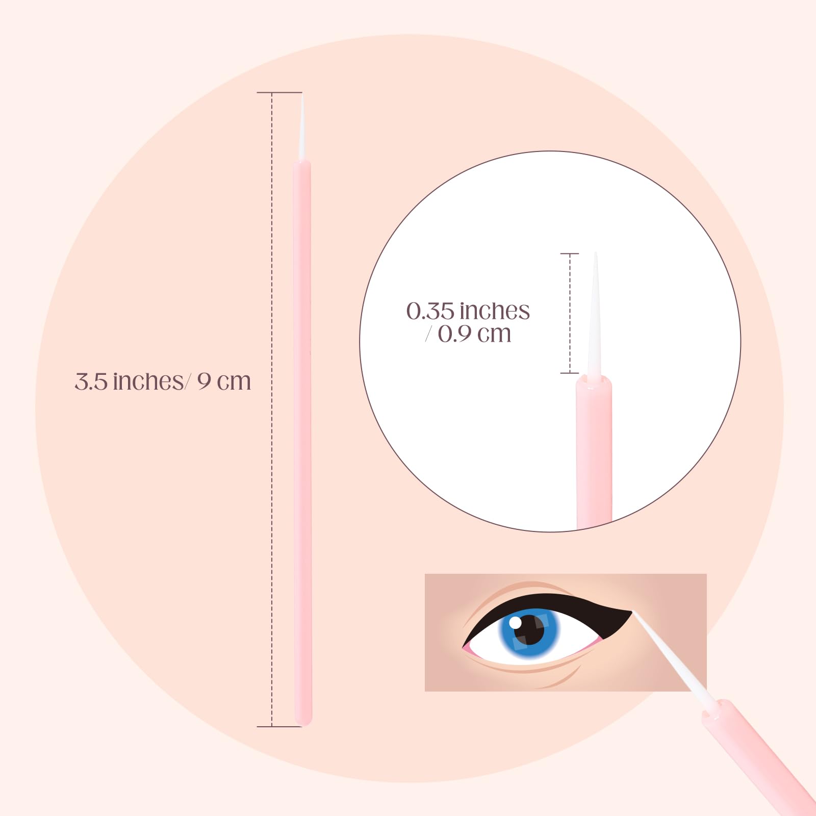 Honeydak 300 Pcs Disposable Eyeshadow Brushes Eyeliner Applicator Tool Pink Eyeshadow Applicators Lip Applicators Eye Lash Wands