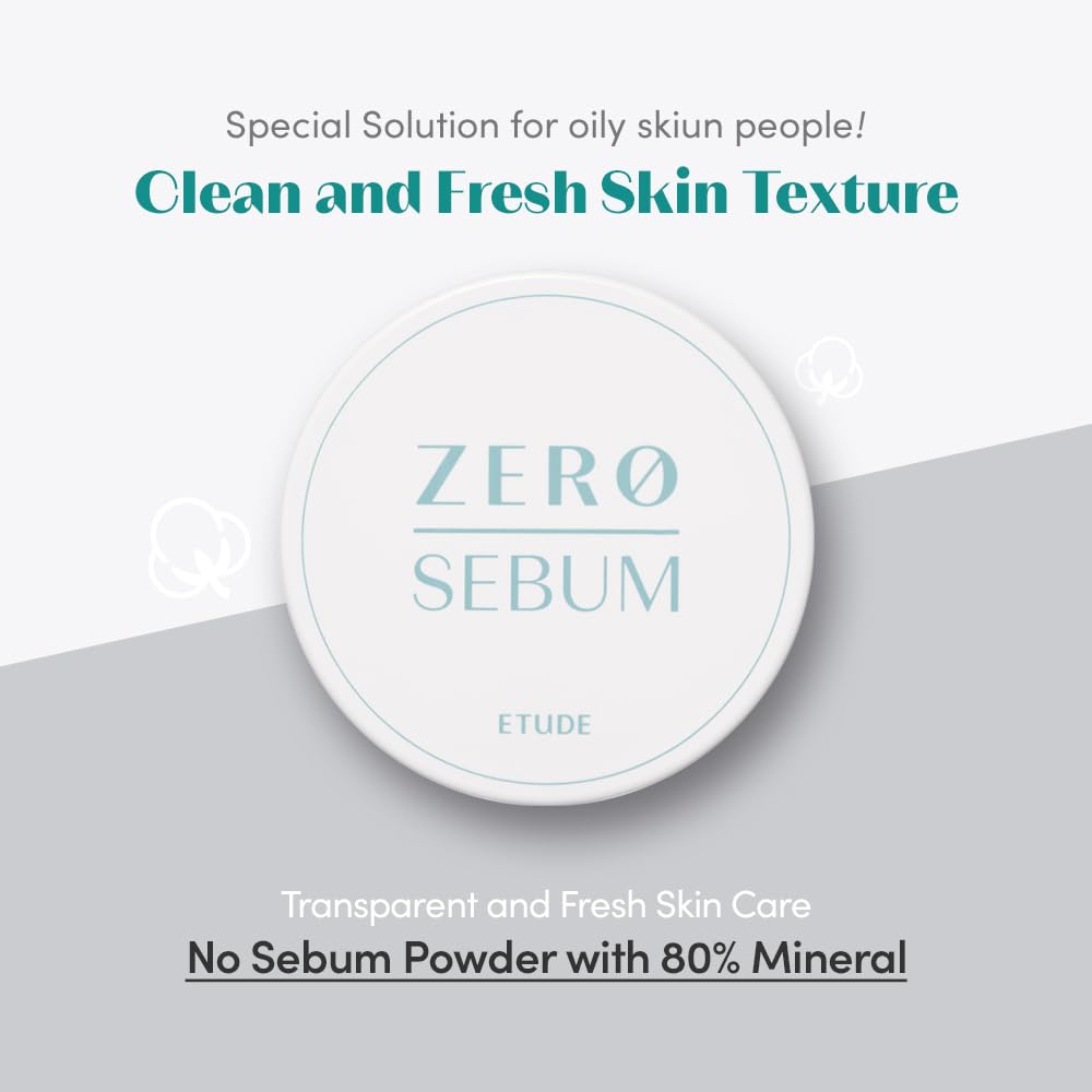 Etude Zero Sebum Drying Powder 4G New (23Ad) | Korean Lightweight Oil Control No Sebum Loose Face Translucent Powder With 80% Mi