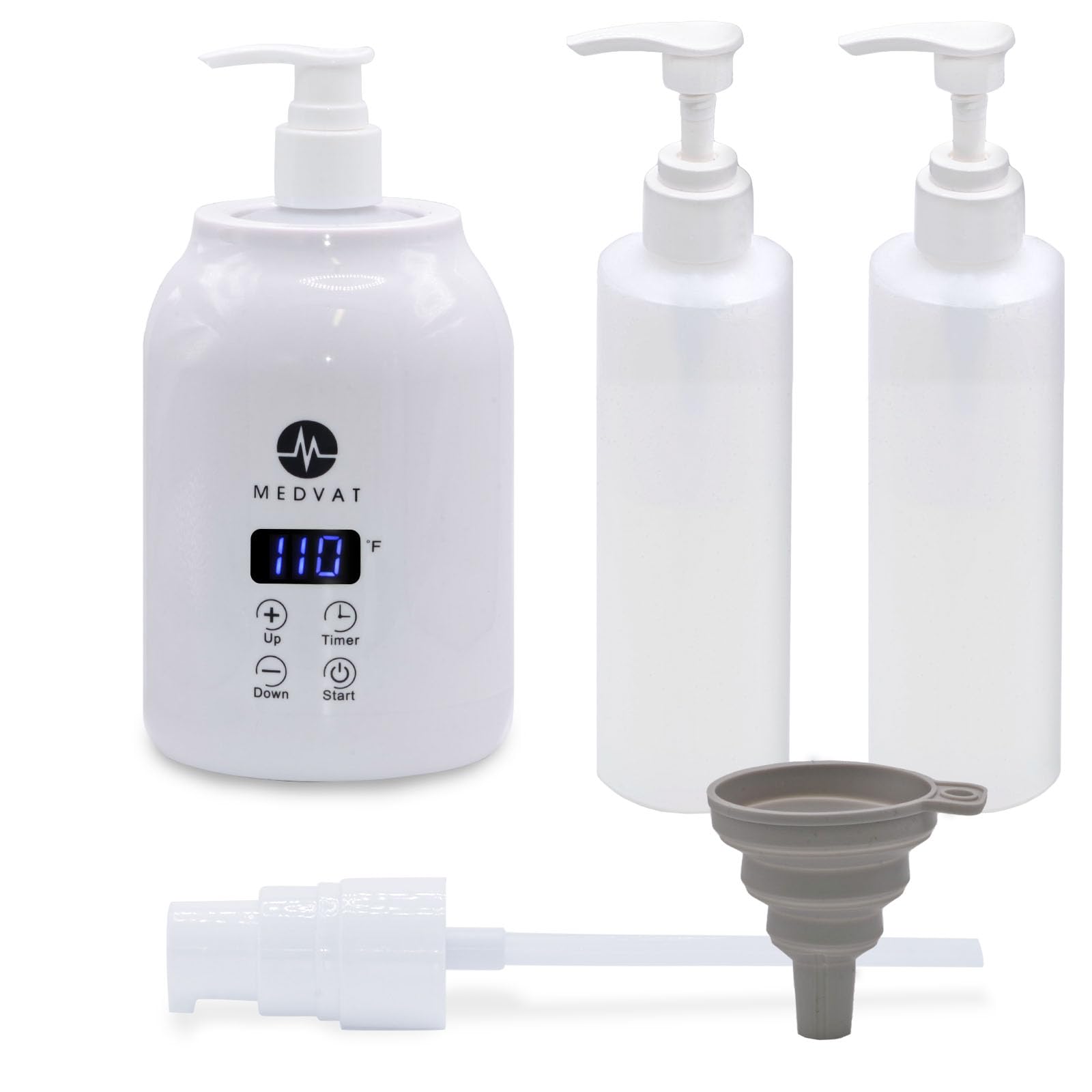 Medvat Gel Warmer With Digital Display, Built In Timer, Heater For Massage Cream, Lotion, & Oils, Adjustable Temperature For Hom