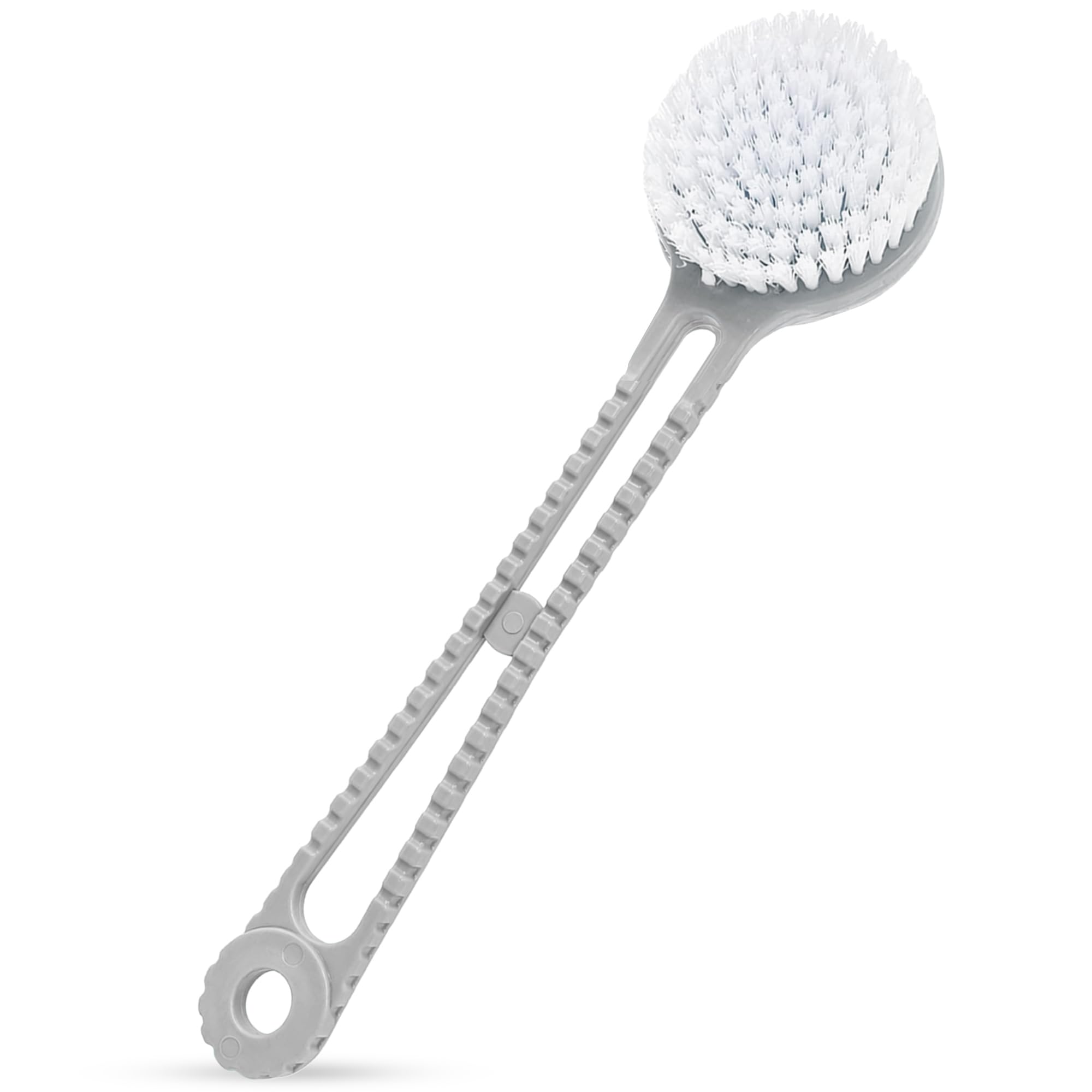 GLUN Soft Back Cleaning Bath Brush, Grey Lightweight Long Handle Soft Bristle Body Scrubber for Gentle Exfoliation & Deep Skin C