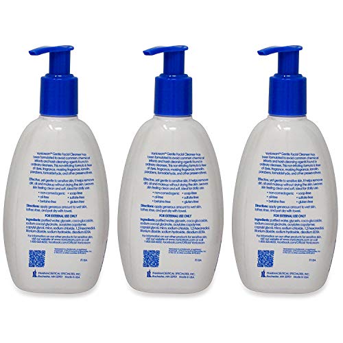 Vanicream Gentle Facial Cleanser for Sensitive Skin, 8 Oz (Pack of 3), Unscented, 24 Fl Oz