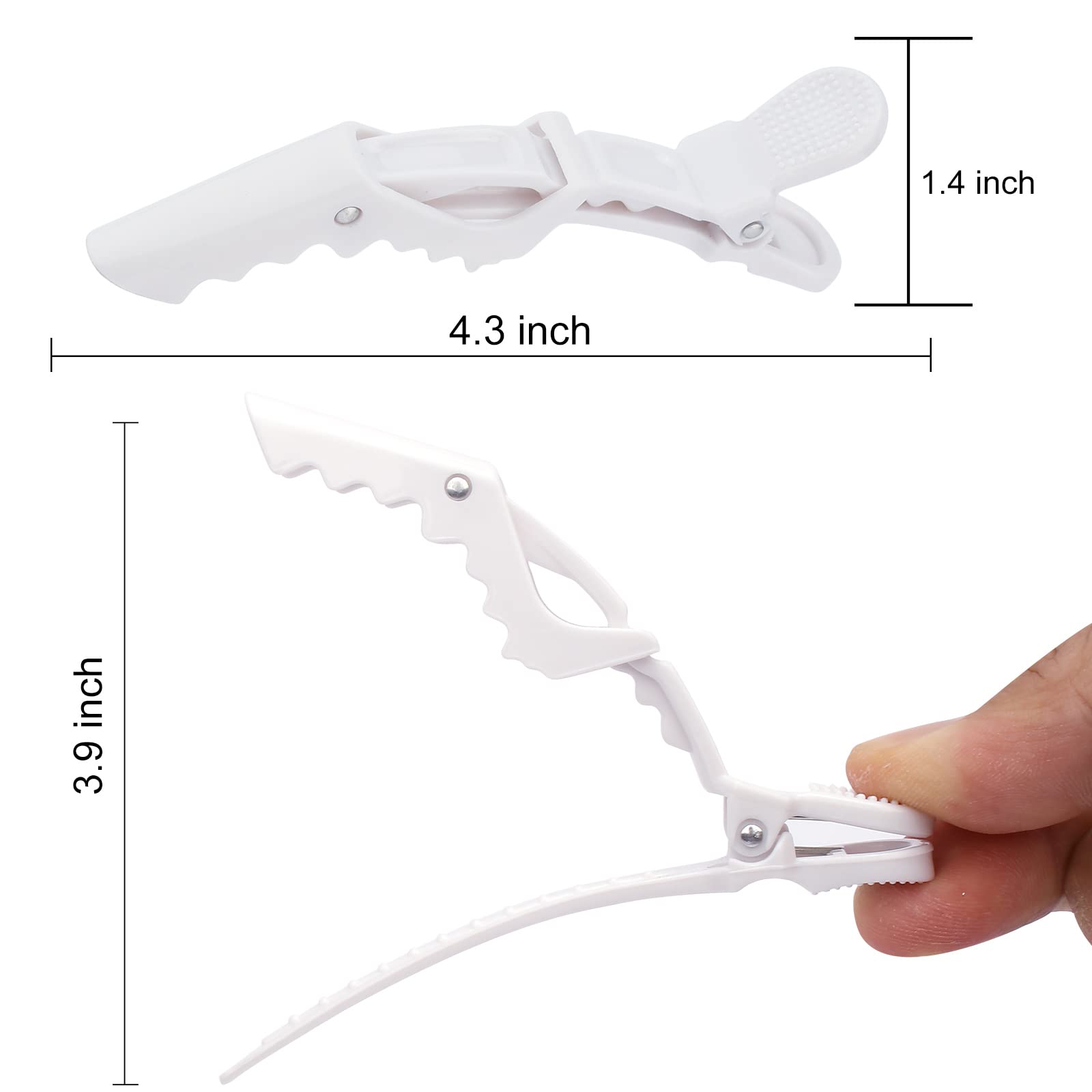 Ondder 14 Pack Alligator Hair Clips for Styling Sectioning, White Salon Pro Hair Clips for Barber Clips for Hair Coloring, Cutti