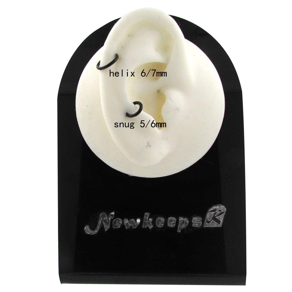 NewkeepsR 3PCS-1.2mm Black Anodised Hinged Clicker Nose Hoop Rings, 16 Gauge 316L Steel Seamless Segment Sleeper Earrings Pierci
