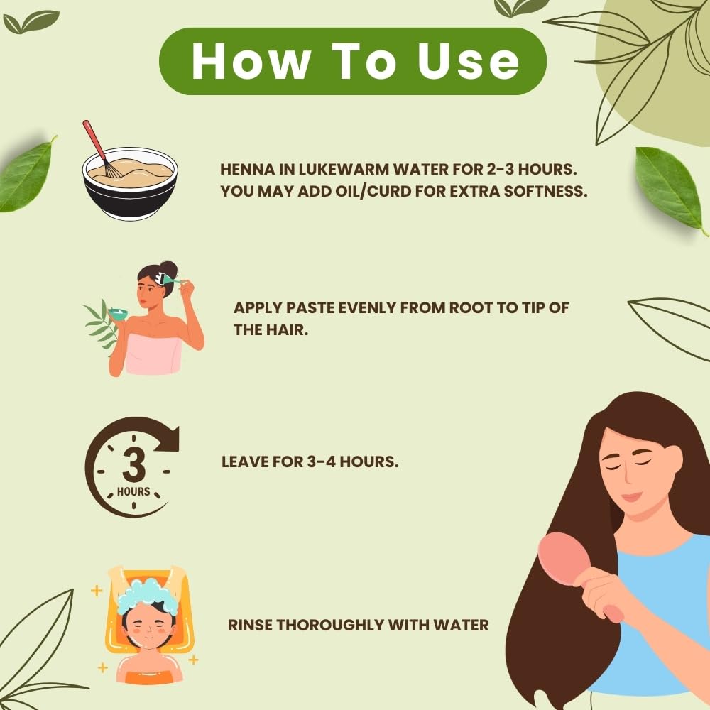 Henna Powder for Hair Growth 100g (3.5oz) | Pure Mehndi Powder | Natural black Henna Hair Colour Dye | Made in India by Hebhac H