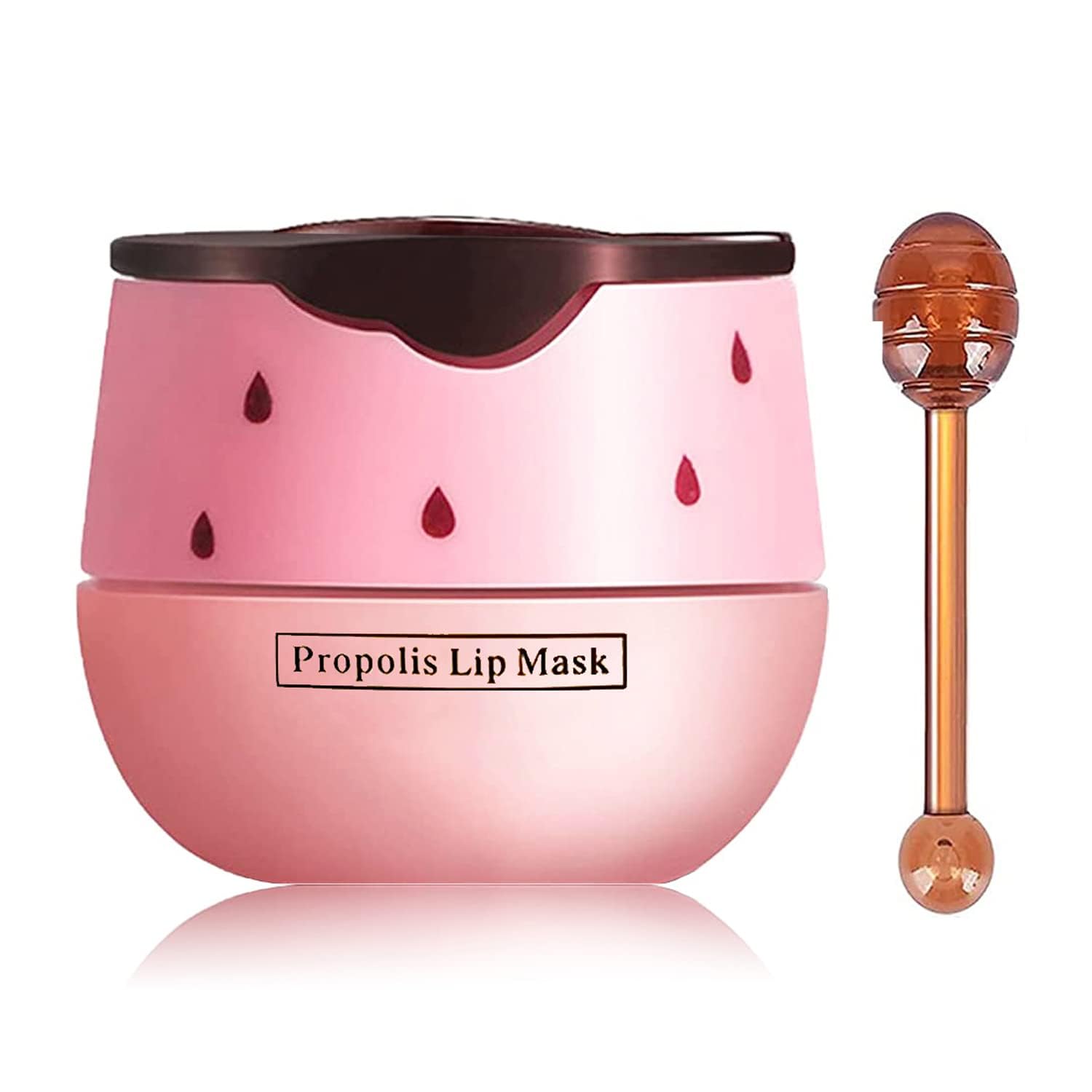 Strawberry Lip Balm Honey Pot, Strawberry Lip Mask Propolis Moisturizing Hydrating Prevention Dry and Cracked Lip Scrubs Exfolia
