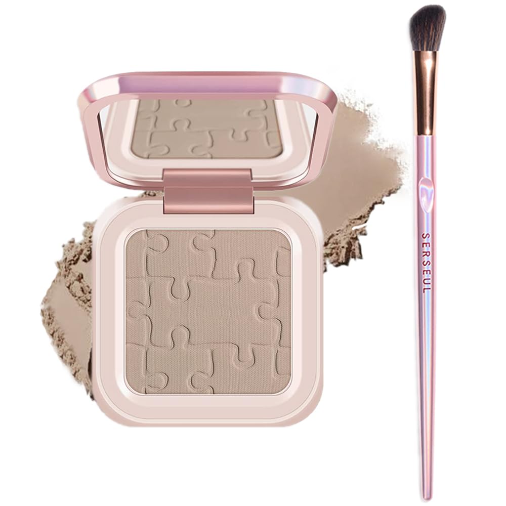 Mysense Single Contour Palette, Face Contour Kit With Mirror & Brush, Silky Smooth Contour Powder Makeup