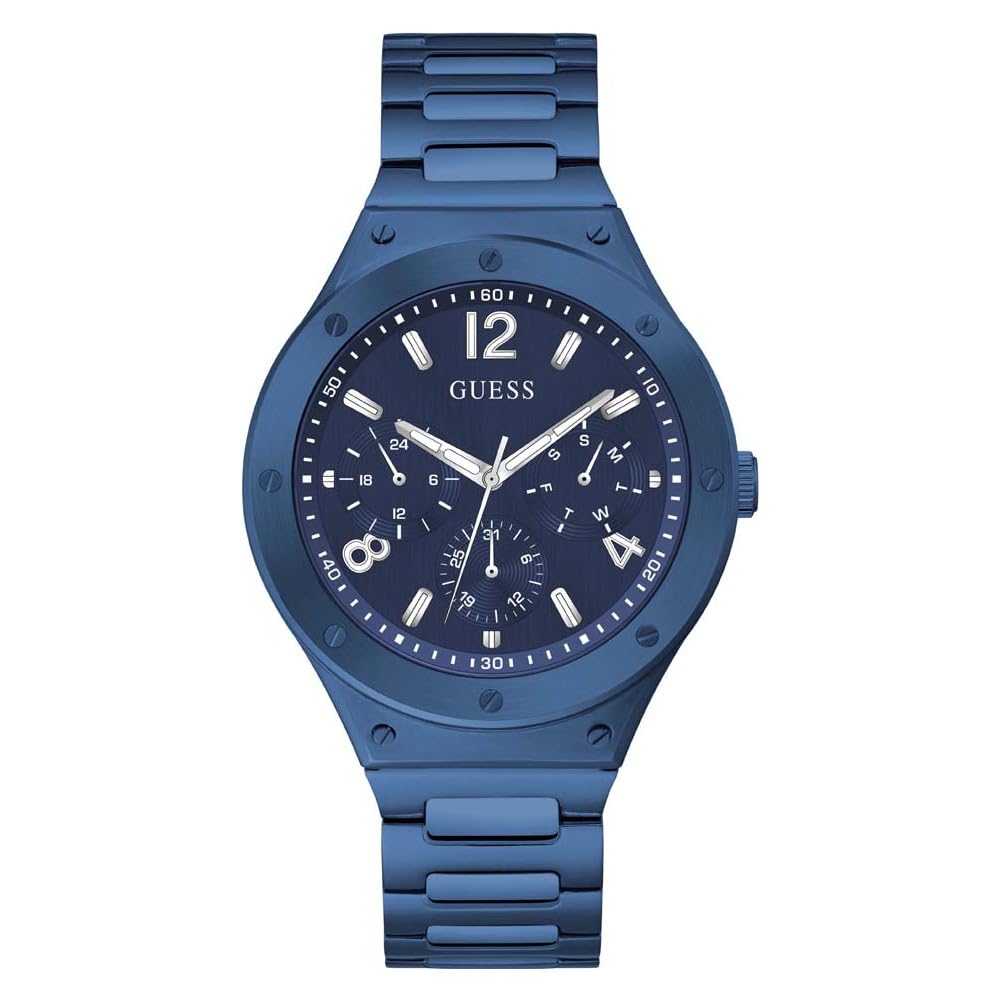 Guess MenS Dress Multifunction 44Mm Watch  Blue Stainless Steel Case With Blue Dial & Bracelet