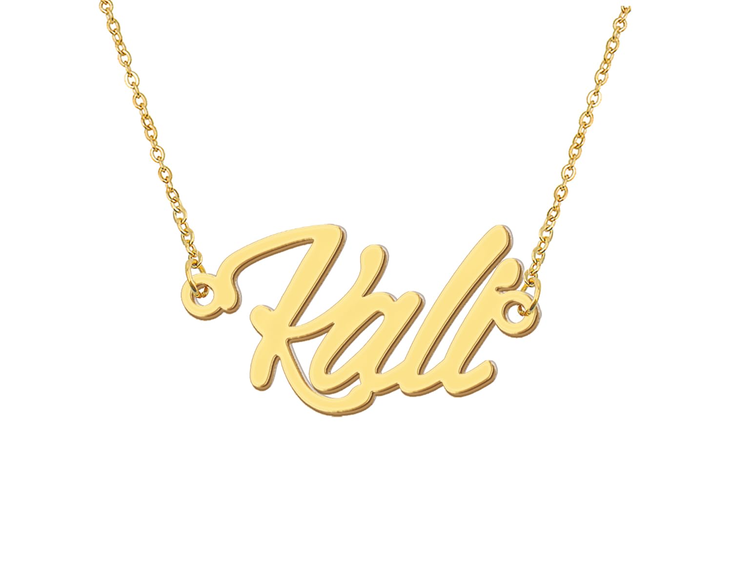 Aoloshow 18k Gold Plated Necklaces with Kali Name Womens Nameplate Charm Necklaces Stainless Steel Jewelry for Valentine's Day