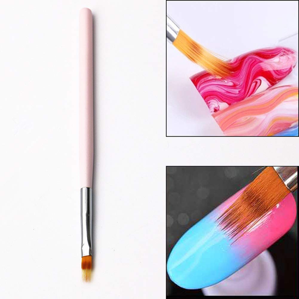WOKOTO 2PCS Black And Pink Nail Ombre Brushes Gradient Painting Pens Brushes With Wood Handle Uv Gel Nail Art Manicure Brushes K