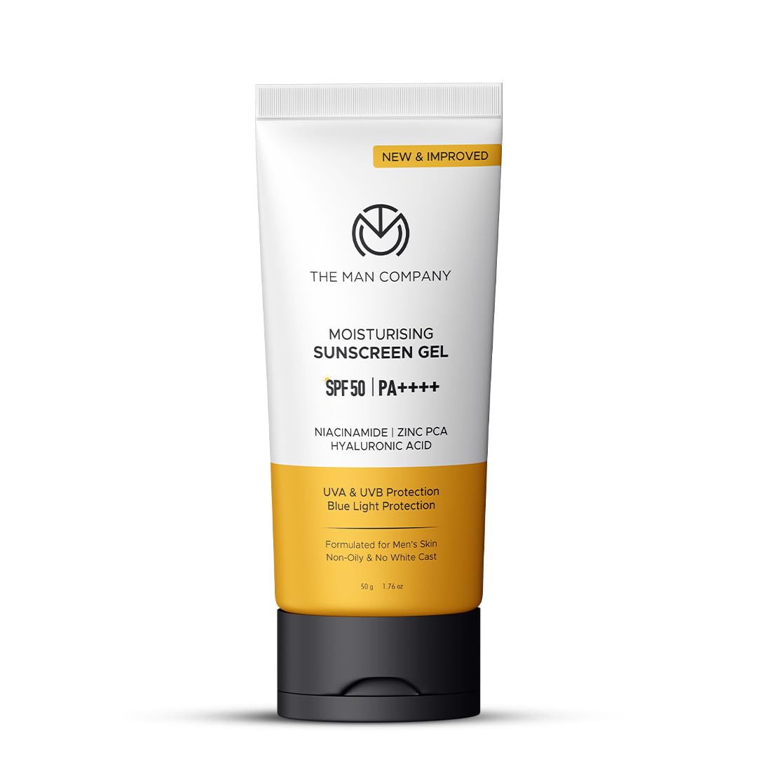 The Man Company Moisturising Sunscreen Gel for Men | SPF50 PA++++ | Broad Spectrum UVA UVB Protection | For Oily, Dry & Normal S