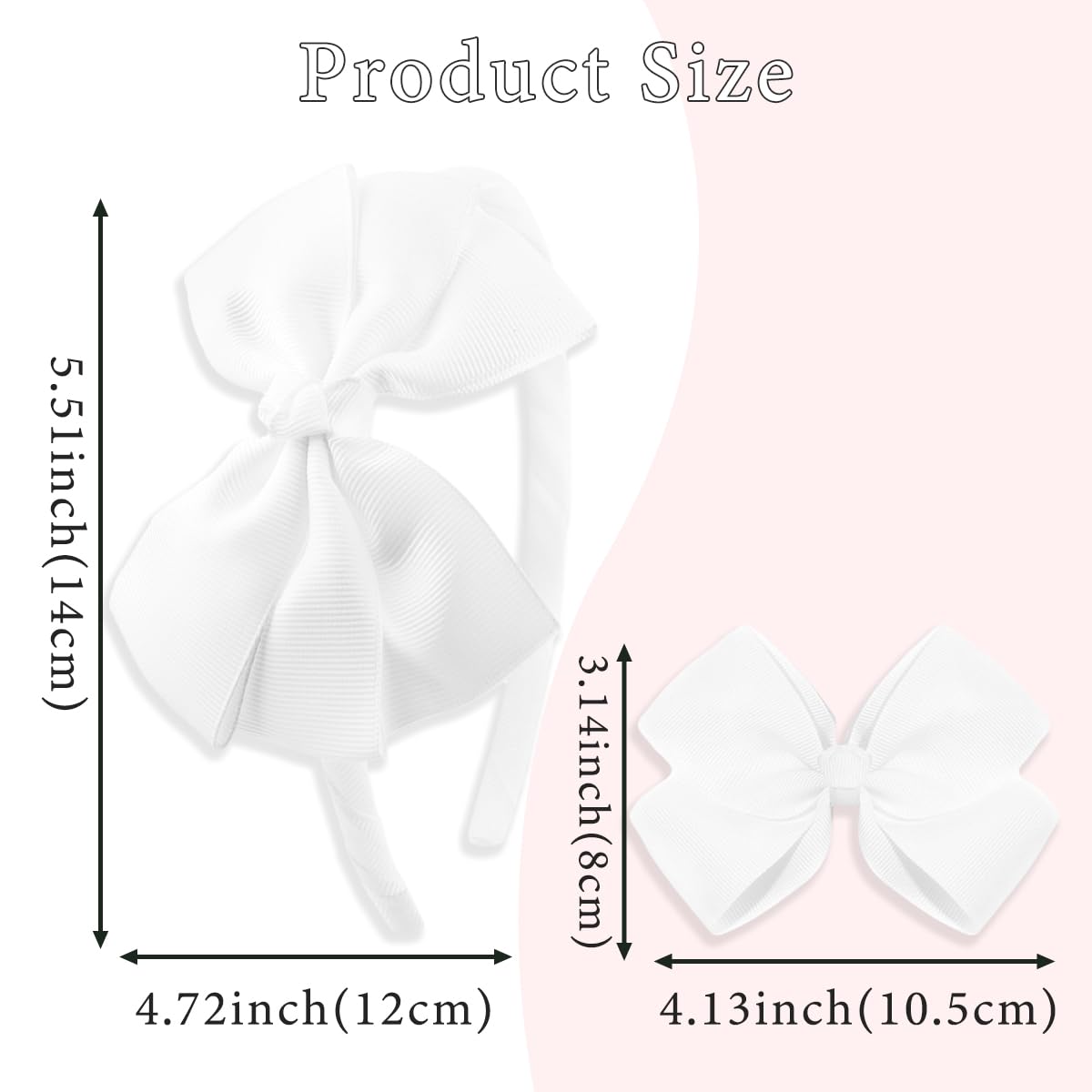 Thinslimer 3 Pack Headband with Clips Set Uniform Hair Accessories Bow Headbands for Girls White Headband for Women