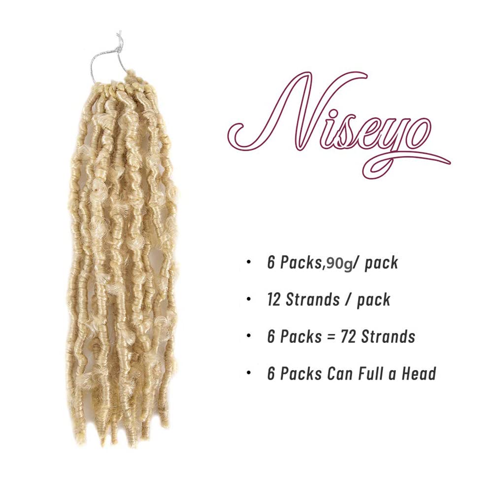 Niseyo 10 Inch Soft Butterfly Locs Crochet Hair 6 Packs Handmade Pre Looped Distressed Faux Locs Crochet Butterfly Braids (613#)
