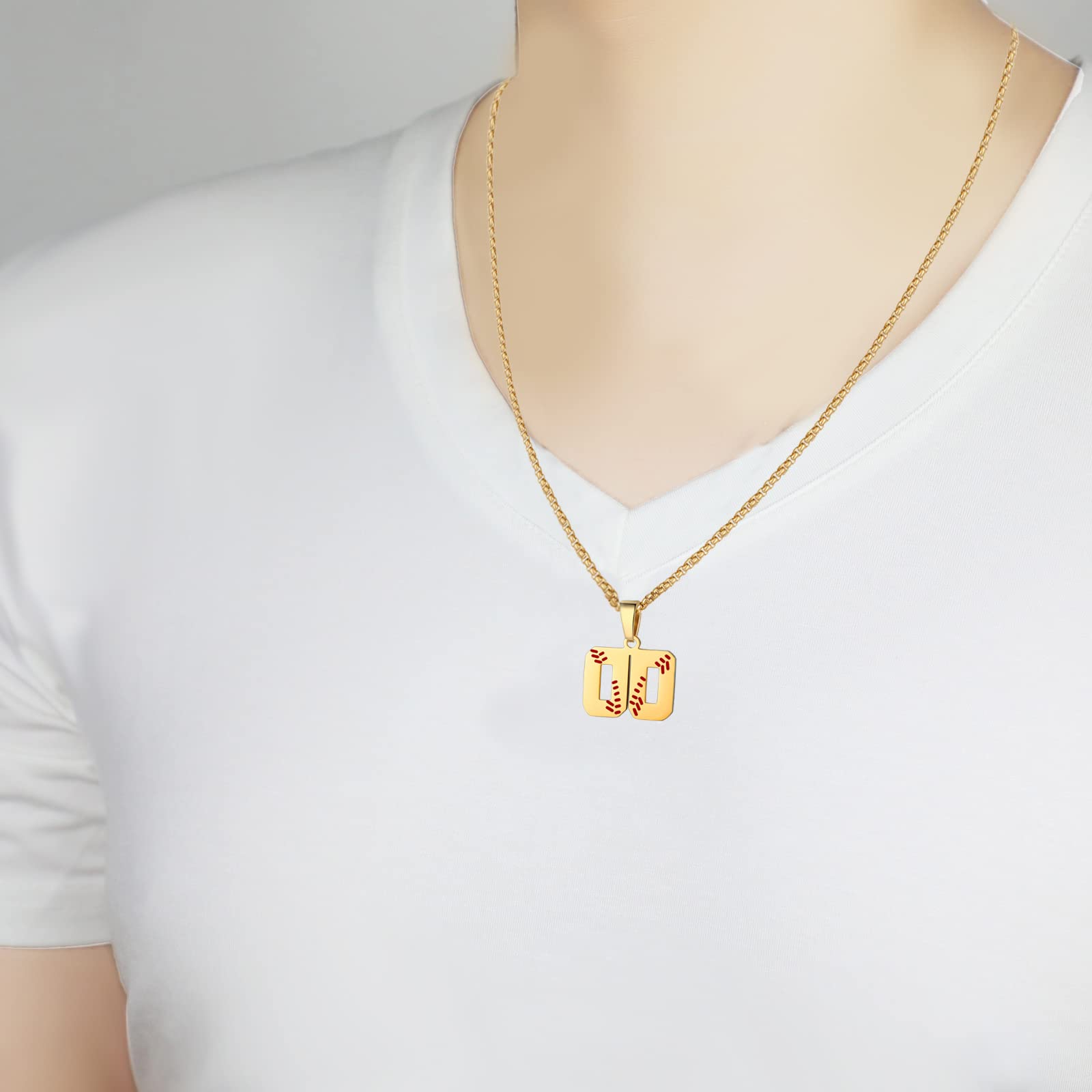 AIAINAGI Baseball Number Necklace for Men - Athletes Jersey Number Necklace with Gold Plated Stainless Steel Chain