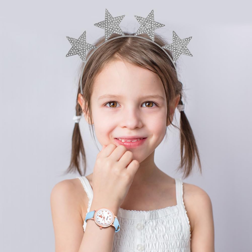 Rhinestone Star Headband Glitter Metal Bride Princess Headpiece Decorative Hair Hoop Birthday Party Costume Hair Accessories for