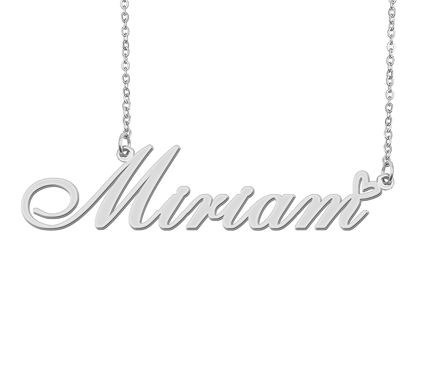 Aoloshow Stainless Steel Silver Miriam Heart Name Necklace Charm Pendant Jewelry for Mom Best Friends
