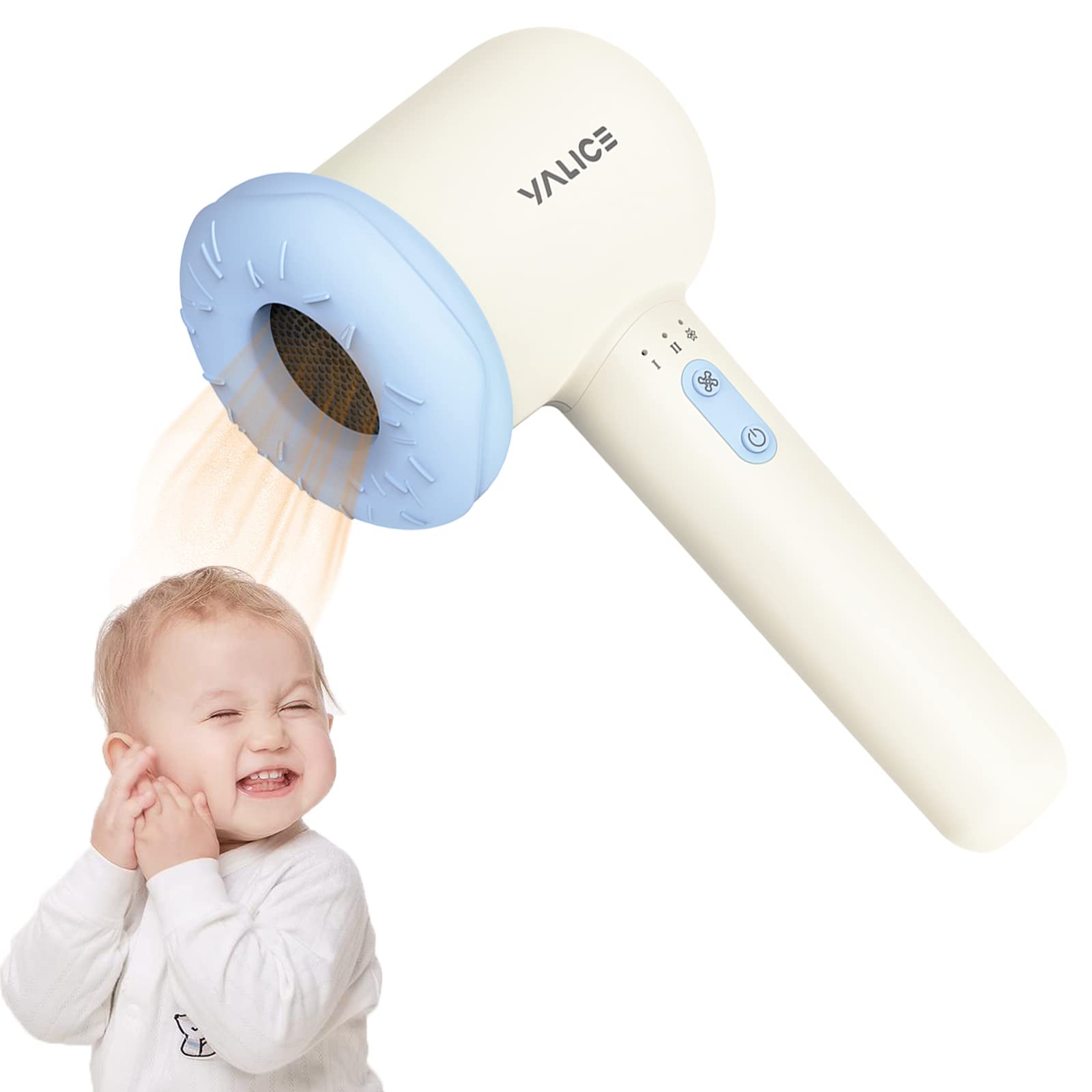 Cordless Baby Hair Dryer for Infant, Kids Mini Hair Blow Dryer Rechargeable Low Noise Gentle Heat for Baby Butt Skin with 3 Spee