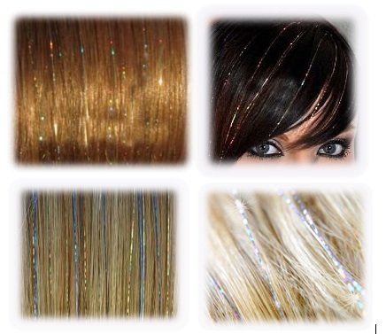 40'' Hair Tinsel 100 Strands (Shiny Sky Blue)