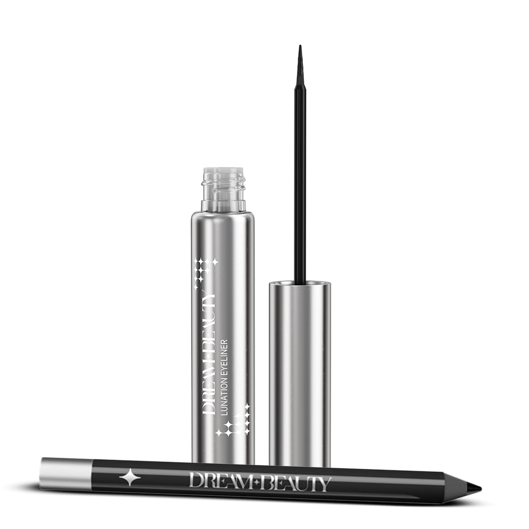 Dream Beauty Eclipse Kajal + Lunation Eyeliner | Jet Black | SmudgeProof | Waterproof | LongWear Eye Combo | (1.3 Gm + 4.5Ml)