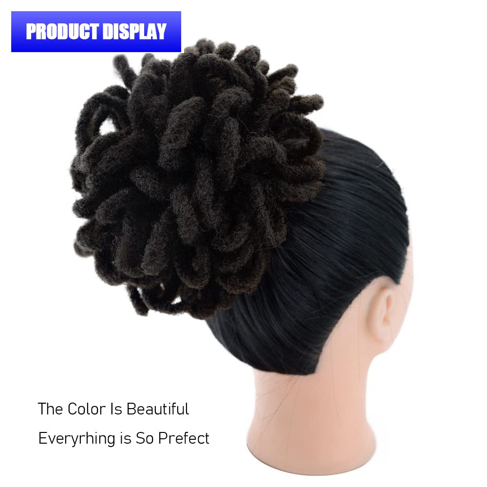 Kgbfass 2Pcs Loc Ponytail Drawstring Locs Petal Bun Dreadlock Ponytail Braided Faux Locs Bun Clip In On Braids Afro Puffs Pony T