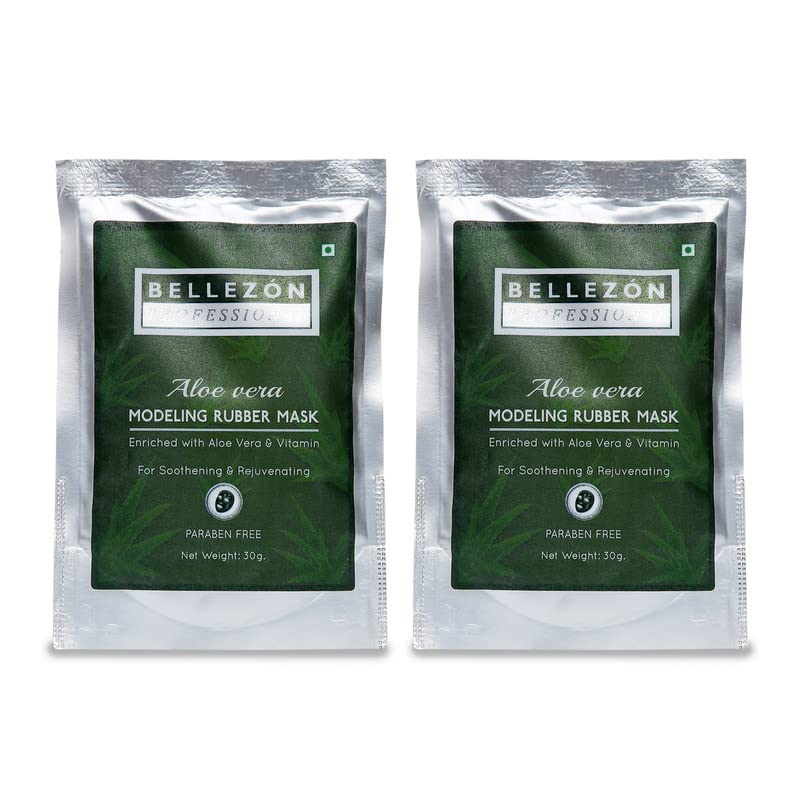Bellezon Professional Aloe Vera Modelling Rubber Mask Pack Of 2 | Face Mask| Paraben Free| Soothening | Rejuvenating | All Skin 