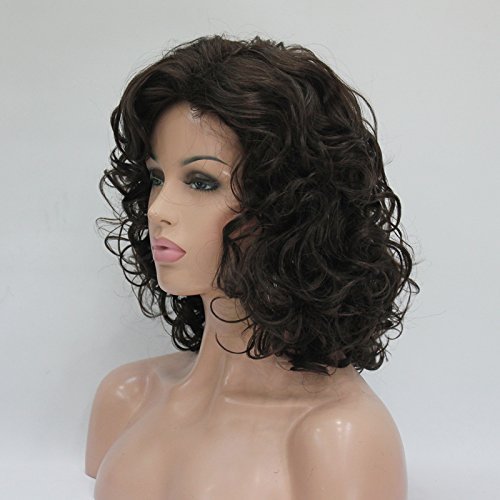 Lydell Short Length Chestnut Brown Afro Curl Full Synthetic Wig Women Wigs (Chestnut Brown)