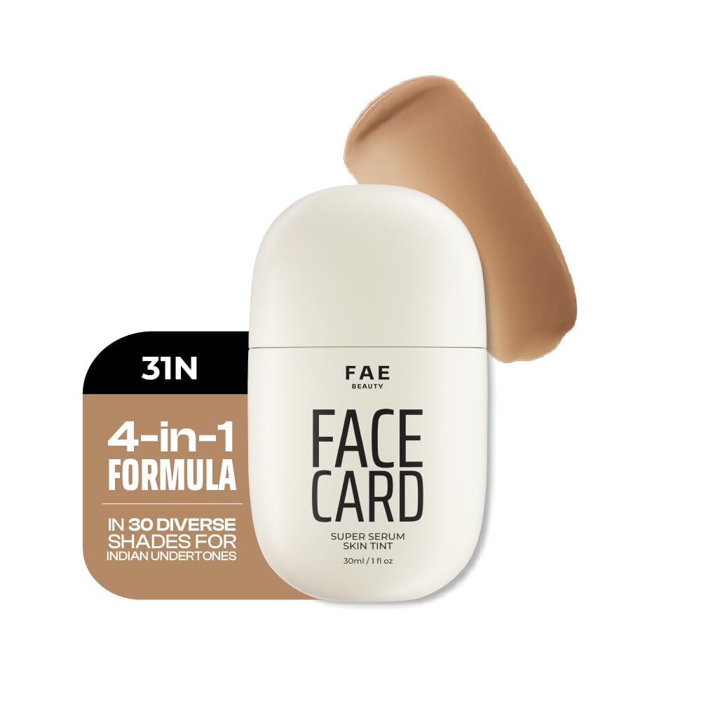 Fae Beauty Face Card 4In1 Super Serum Skin Tint | Hydrates, Primes, Provides Coverage & Protects With Spf | Lightweight, Dewy 