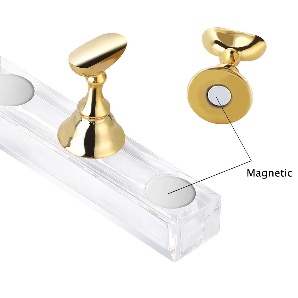 Acrylic Nail Display Stand Diy Nail Crystal Holder Magnetic Practice Stands With Reusable Adhesive Putty Clay For False Nail Tip