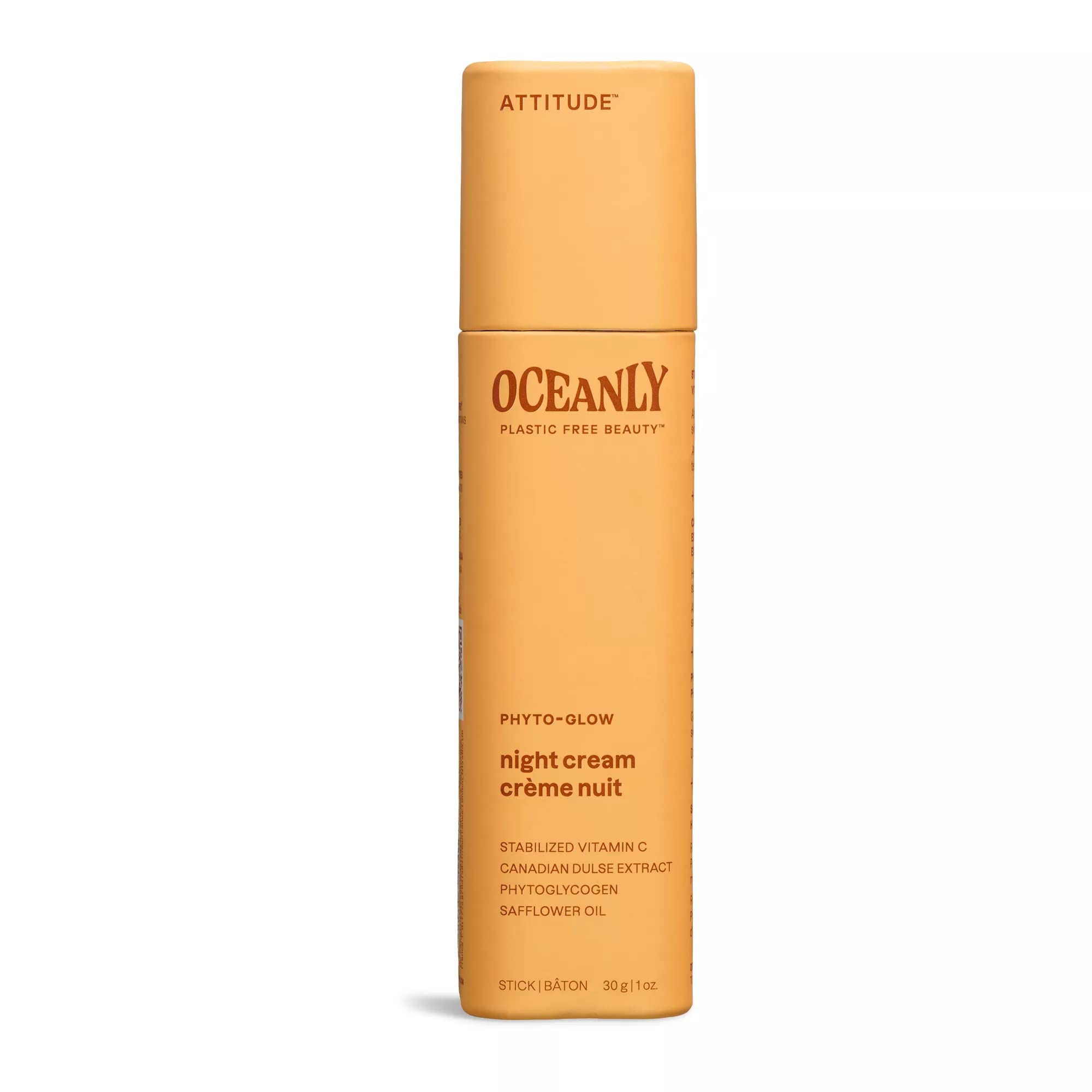 ATTITUDE Oceanly Night Cream Bar, EWG Verified, Plastic-free, Plant and Mineral-Based Ingredients, Vegan and Cruelty-free Face M