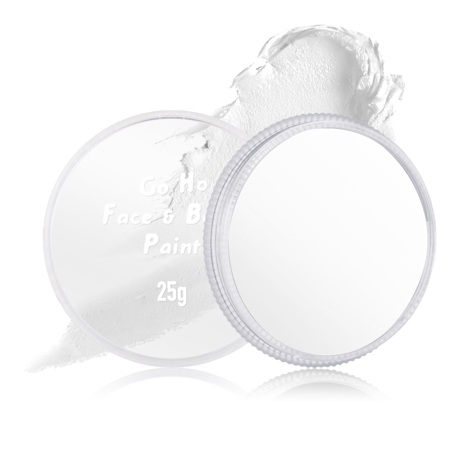Go Ho White Pressed Face Paint Washable,Creamy to Powder Professional White Face Body Paint for Halloween Cosplay SFX Skull Clow