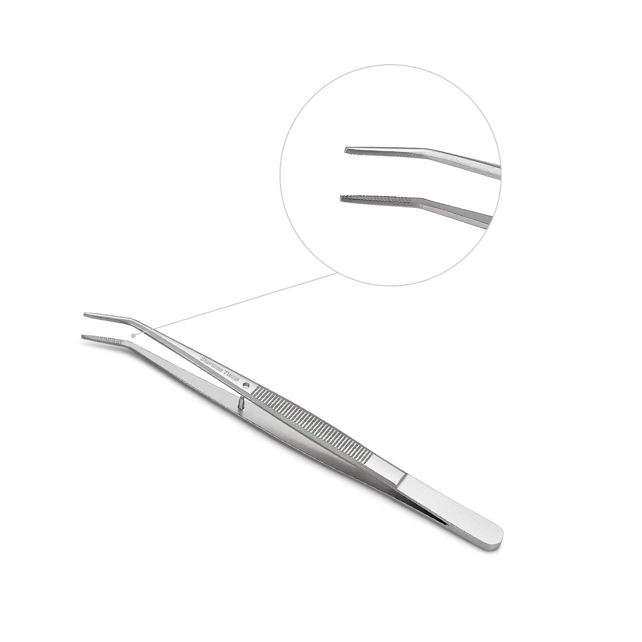 Stainless Steel Tweezers, With Curved Serrated Tip Multipurpose Tweezers Sewing Machine Tweezers Forceps For Craft Repairing (2