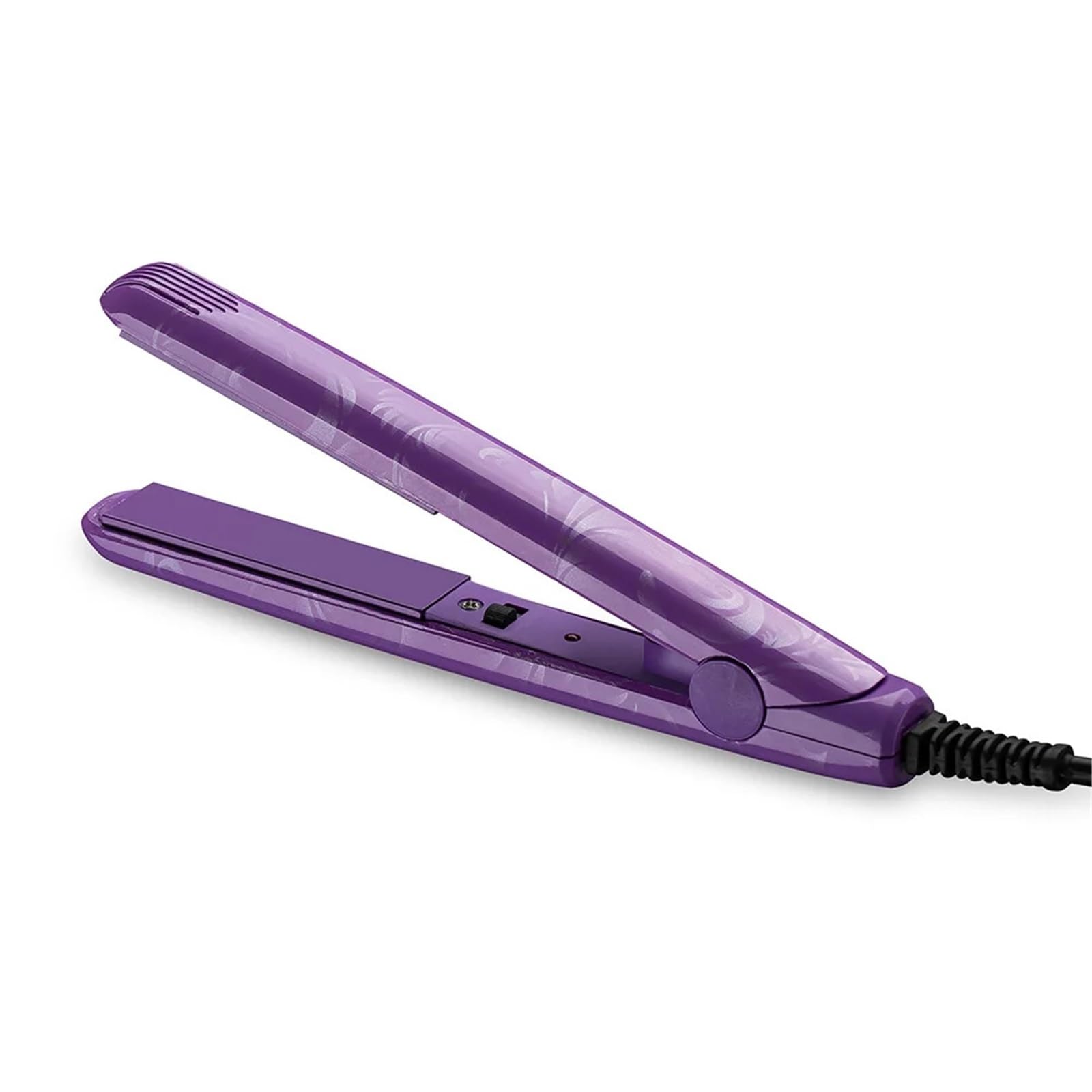 Mini Electronic Ceramic Fast Hair Straightener Portable Mini Hair Flat Iron Wet/Dryer Straightening Irons (Purple Flower,EU)