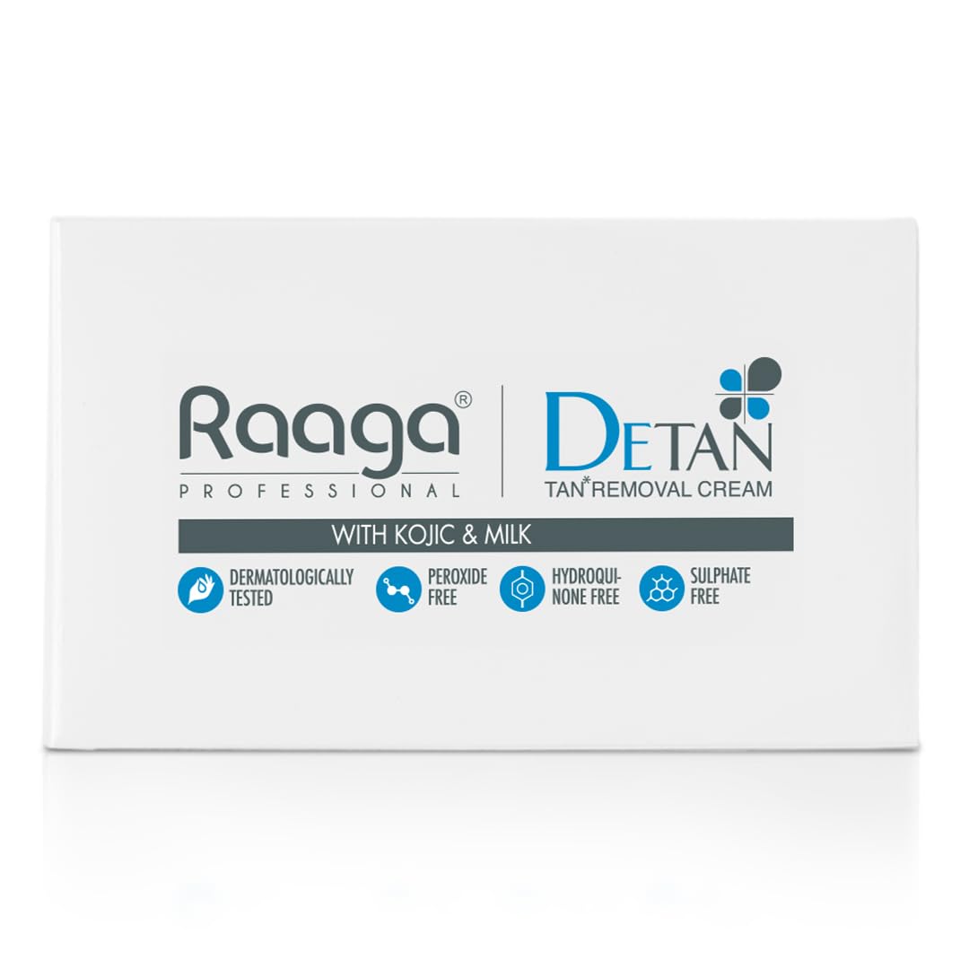 Raaga Professional De-Tan Cream | Reduces Tanning & Sun Damage | With Milk Extract for Hydrated, Even-Toned Skin | Gentle Face &