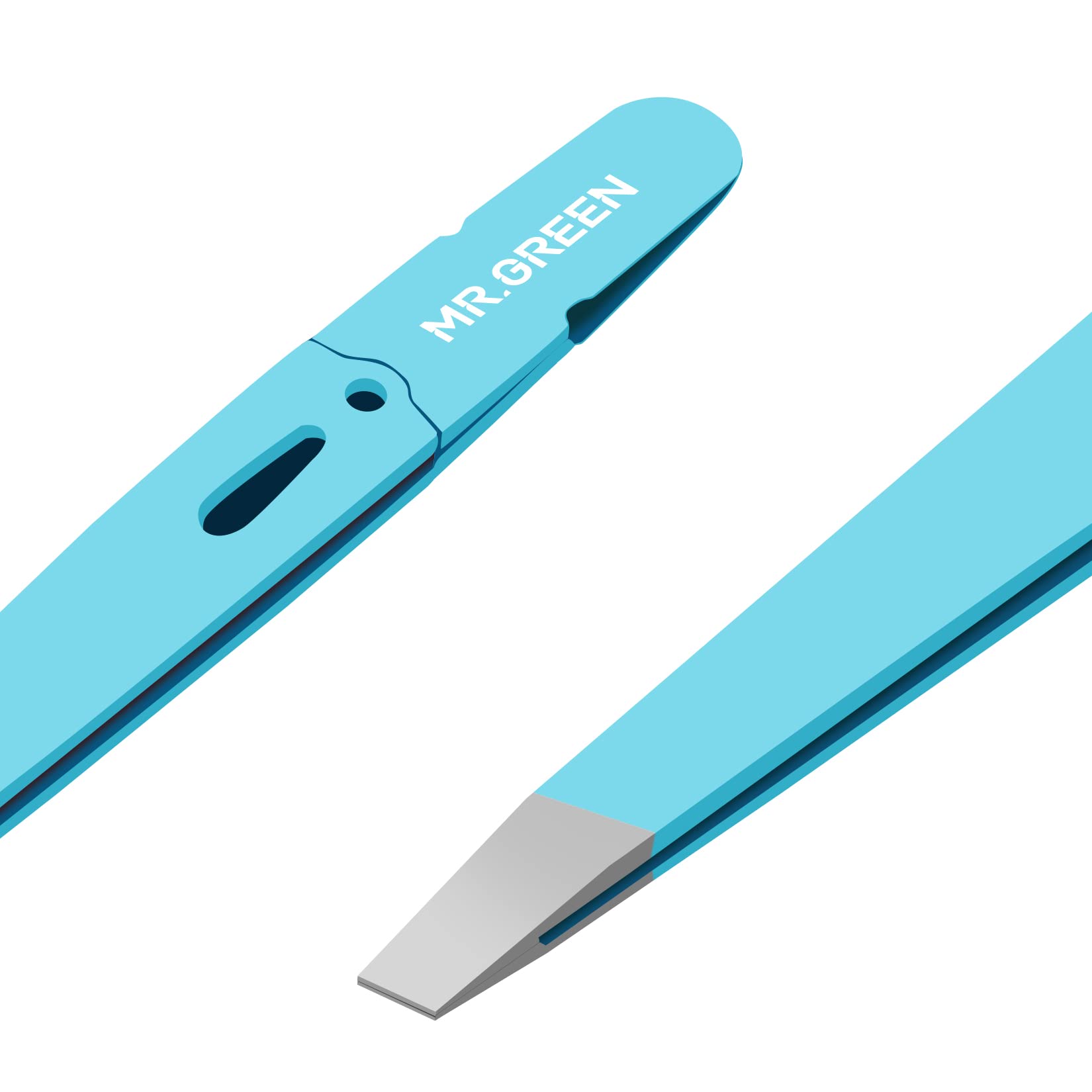 MR.GREEN Eyebrows Tweezers Colorful Beauty Fine Hairs Puller Makeup Tools Stainless Steel Slanted Eye Brow Clips Removal (Blue)