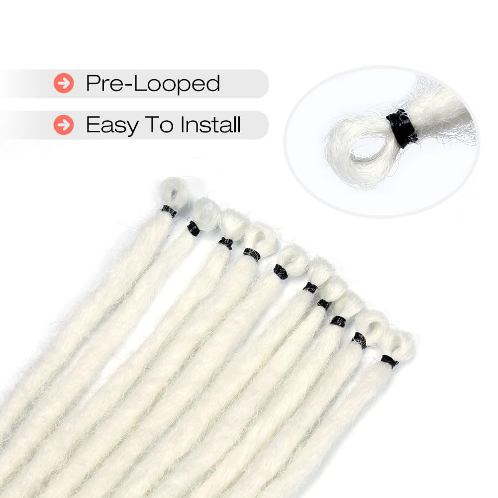 Kraler 24 inch 40 Strands Thick Dreadlock Extensions, SE Pearl White Crochet Dreadls Extensions of Synthetic Hair 1cm Width Hip