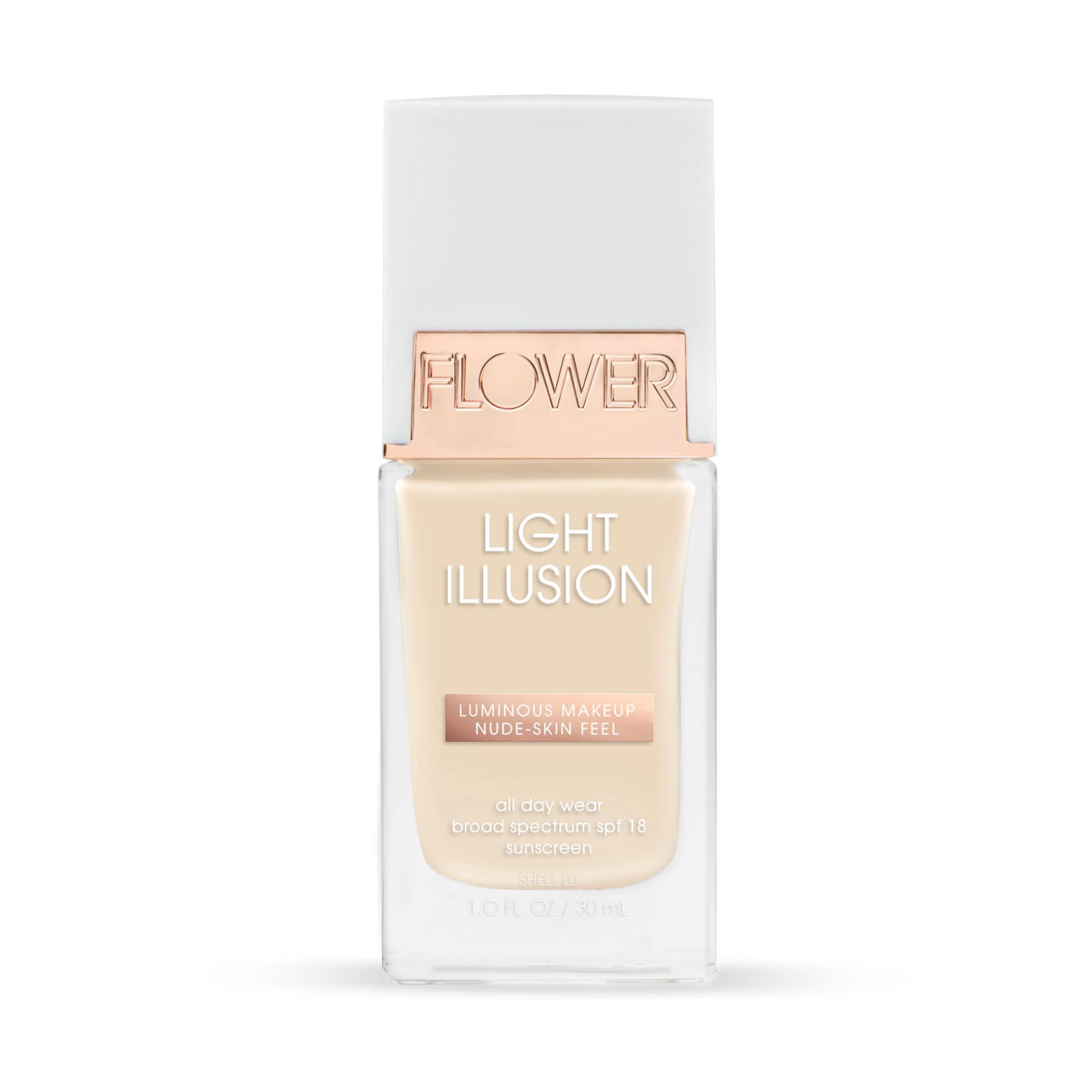FLOWER BEAUTY By Drew Barrymore Light Illusion SPF Foundation  Blendable + Buildable  Natural Finish  Lightweight Formula (Sh
