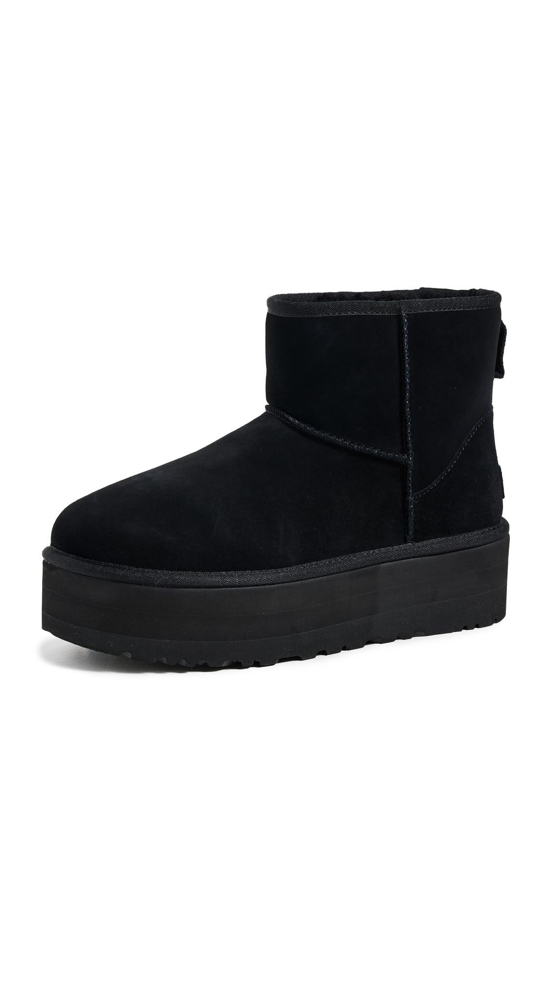 UGG Womens Classic Mini Platform Boot, Black, 8