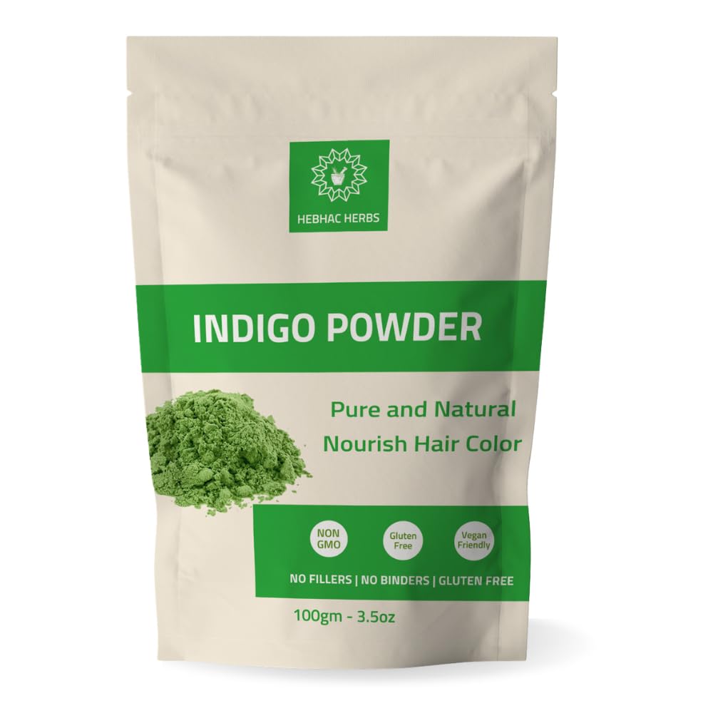 Indigo Powder for Hair Color/Beard Dye by Hebhac Herbs | Natural Indigo Hair Color for Black & Dark Hair | Indigofera Tinctoria 