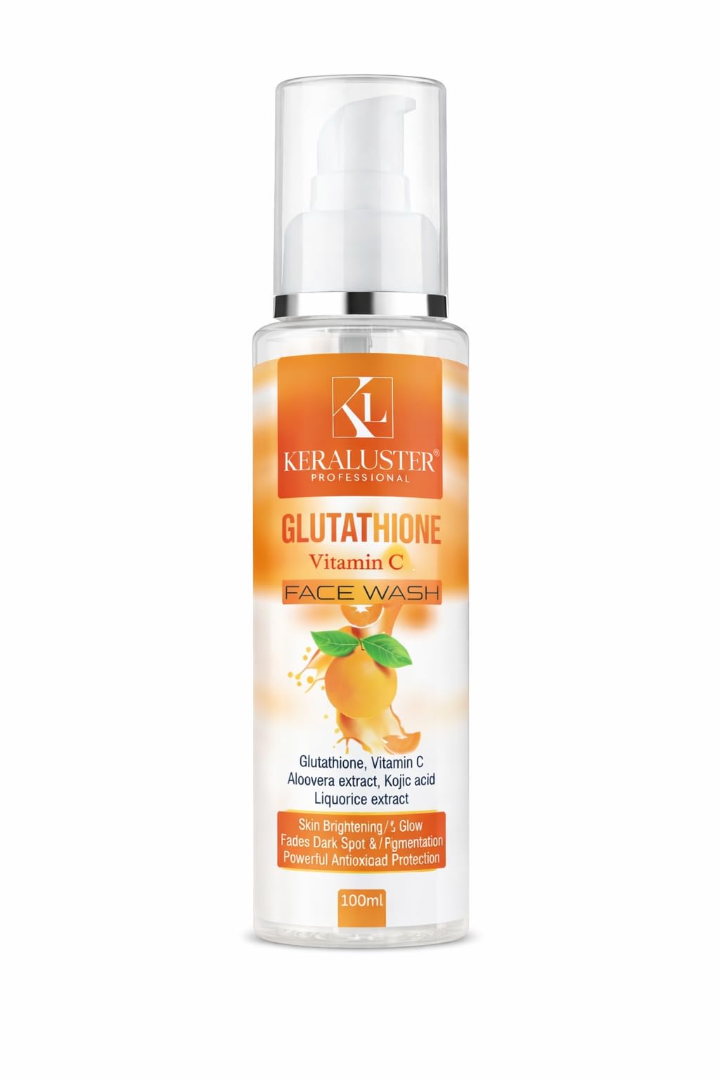 Keraluster Professional Glutathione Vitamin C Face Wash, Skin Brightening & Glow, Fades Dark Spots & Pigmentation, 100Ml