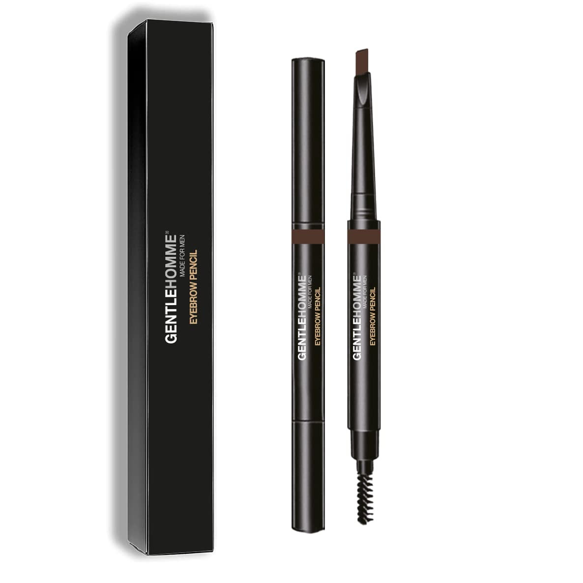 Gentlehomme Mens Eyebrow Pencil Dark Brown, Easily Shape Define Fill Eyebrows And Beard, 2 In 1 Brush And Ultra-Thin Pencil, Wat